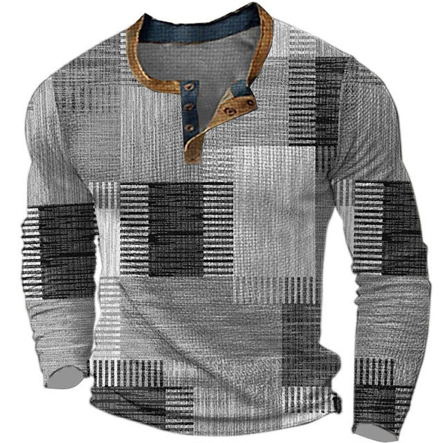 [Korlátozott ideig kapható] [S-4XL] Férfi hosszú ujjú mintás póló
