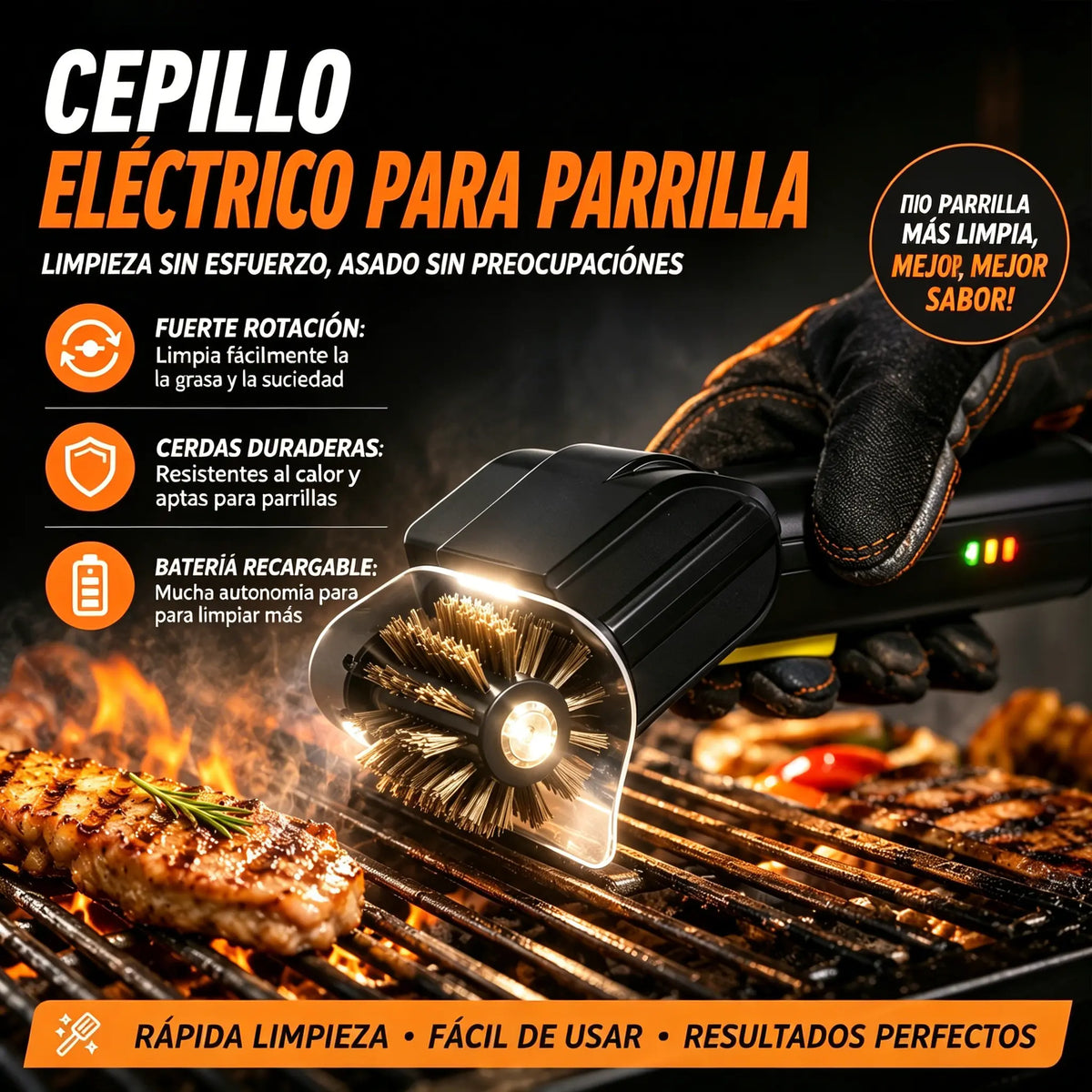 🔋【Korlátozott ideig 50% kedvezmény!】🧹 Akkumulátoros elektromos grilltisztító kefe – lítium akkumulátorral, multifunkcionális és könnyen használható 🔥🍖