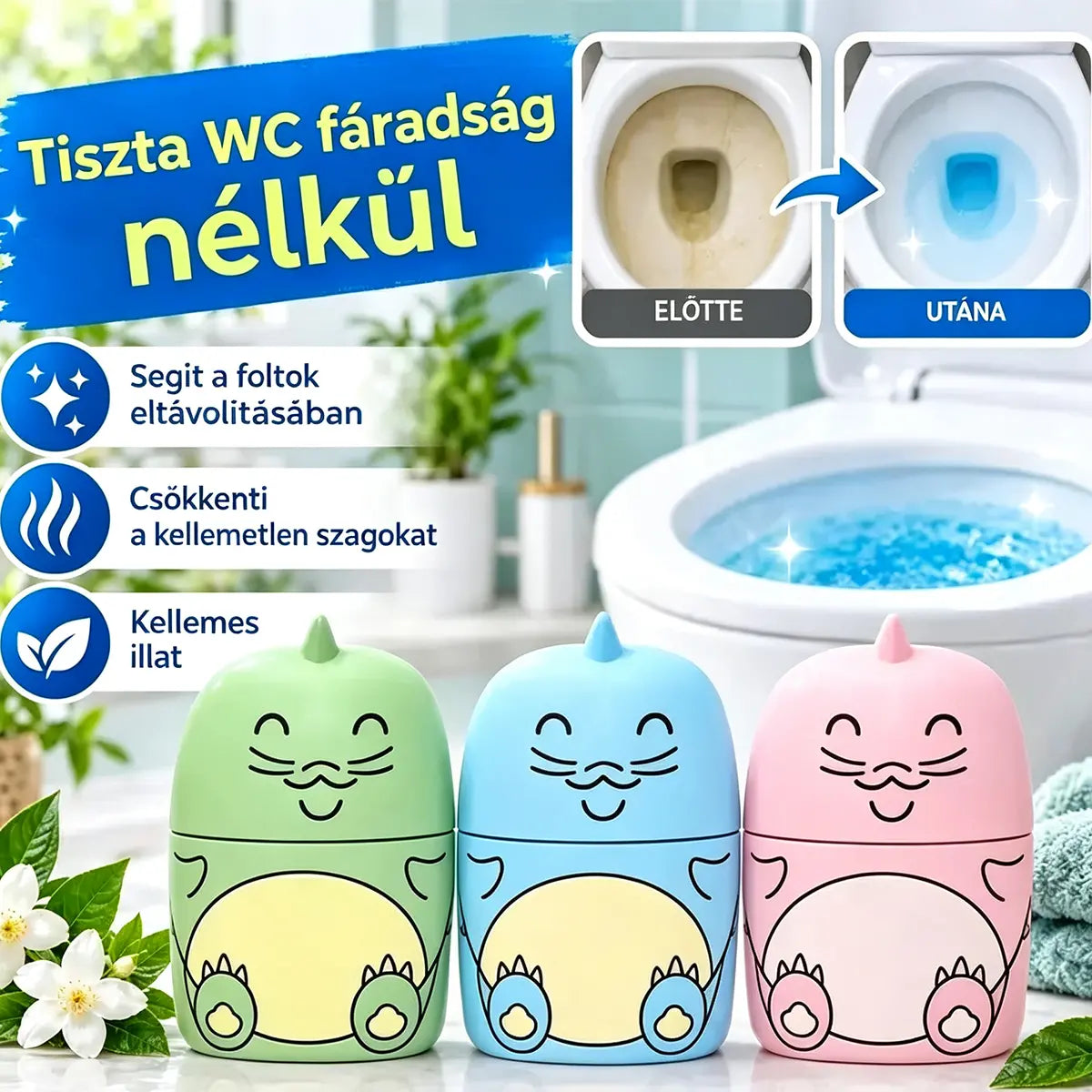【Időszakos 50% kedvezmény】【Vegyen 1-et, kapjon 3-at!】3 darabos készlet – Többcélú WC-tisztító