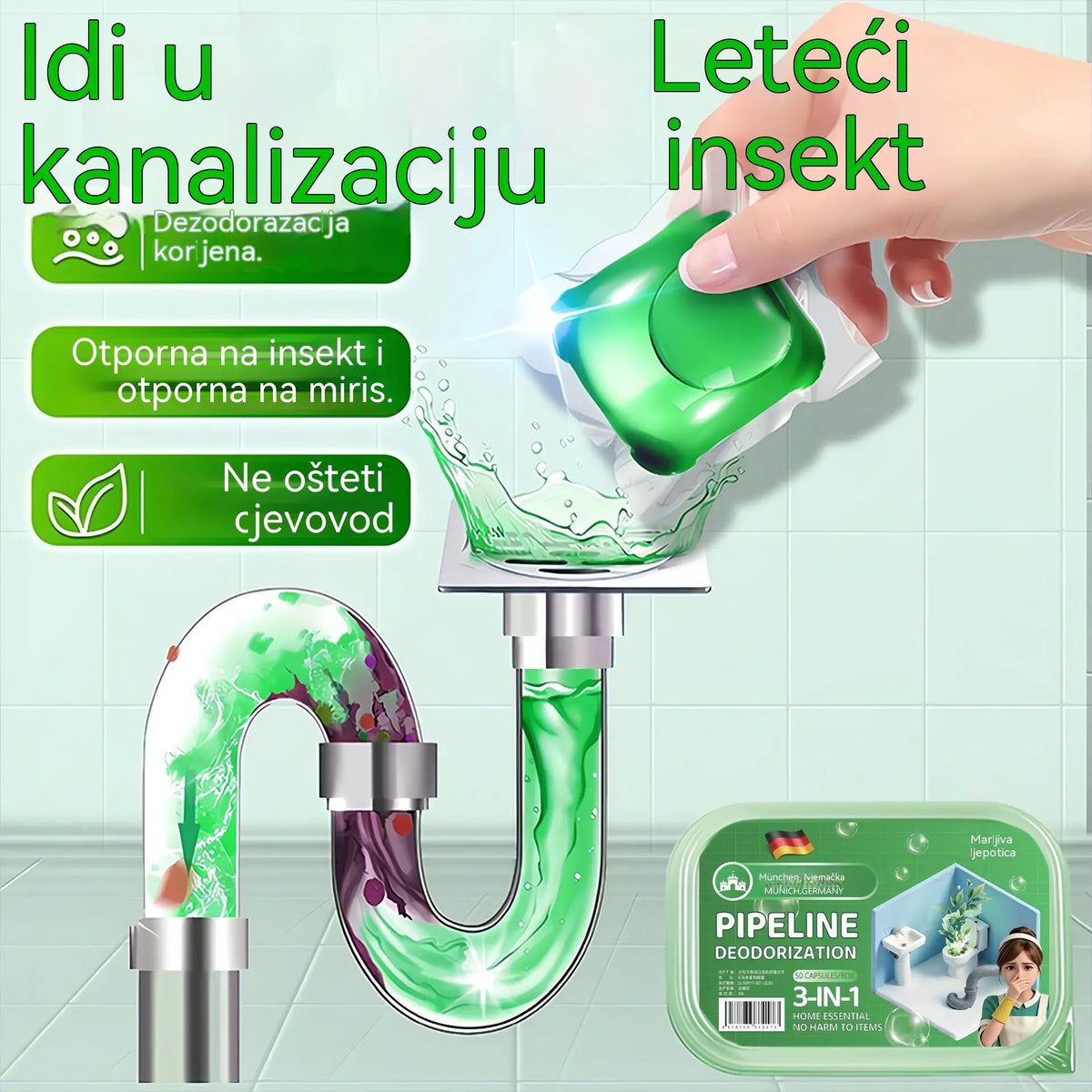 【Vásárolj 1-et, és 2-t kapsz ajándékba!】Bioenzimes kapszulák a kellemetlen szagok megszüntetésére a lefolyóból