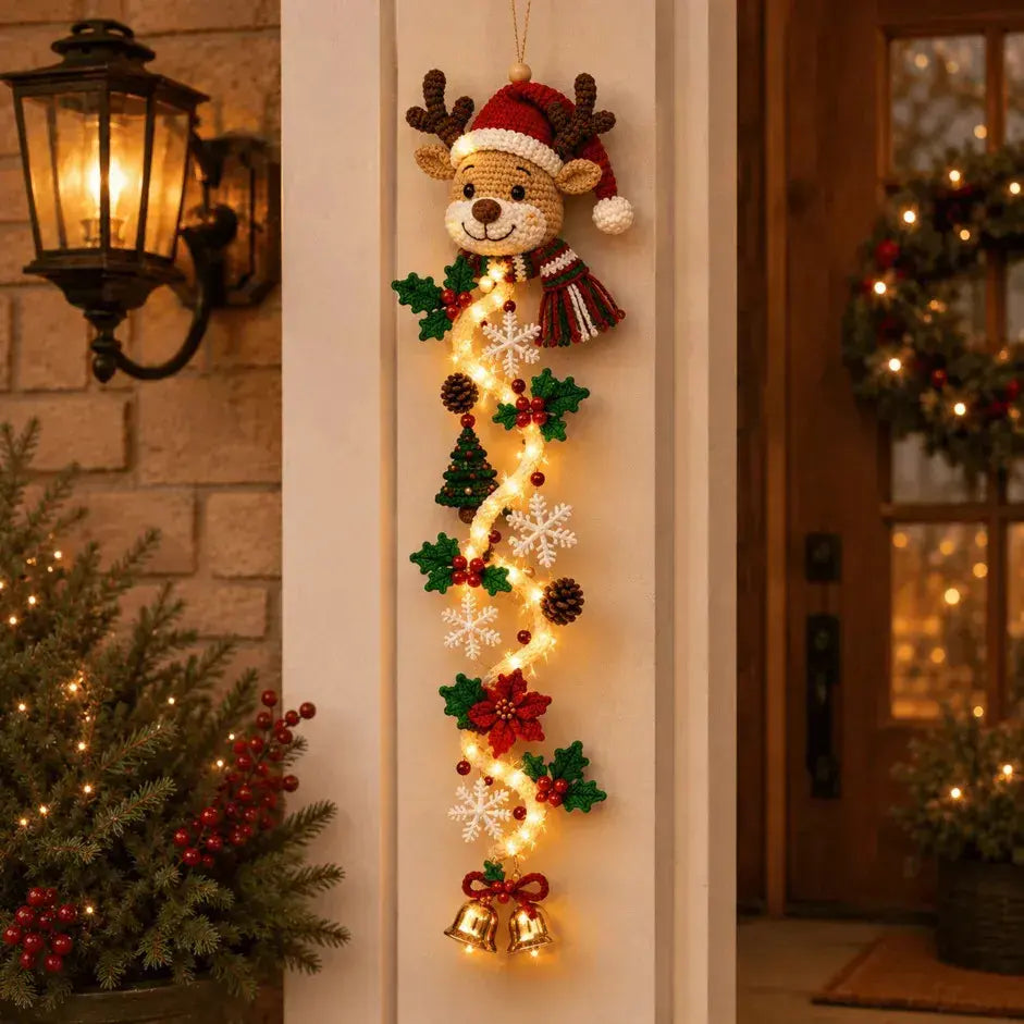 🎄 MerryCascade világító karácsonyi ajtódísz | 6 ünnepi dizájn, meleg fény, 3D részletek és helytakarékos függőleges kialakítás✨