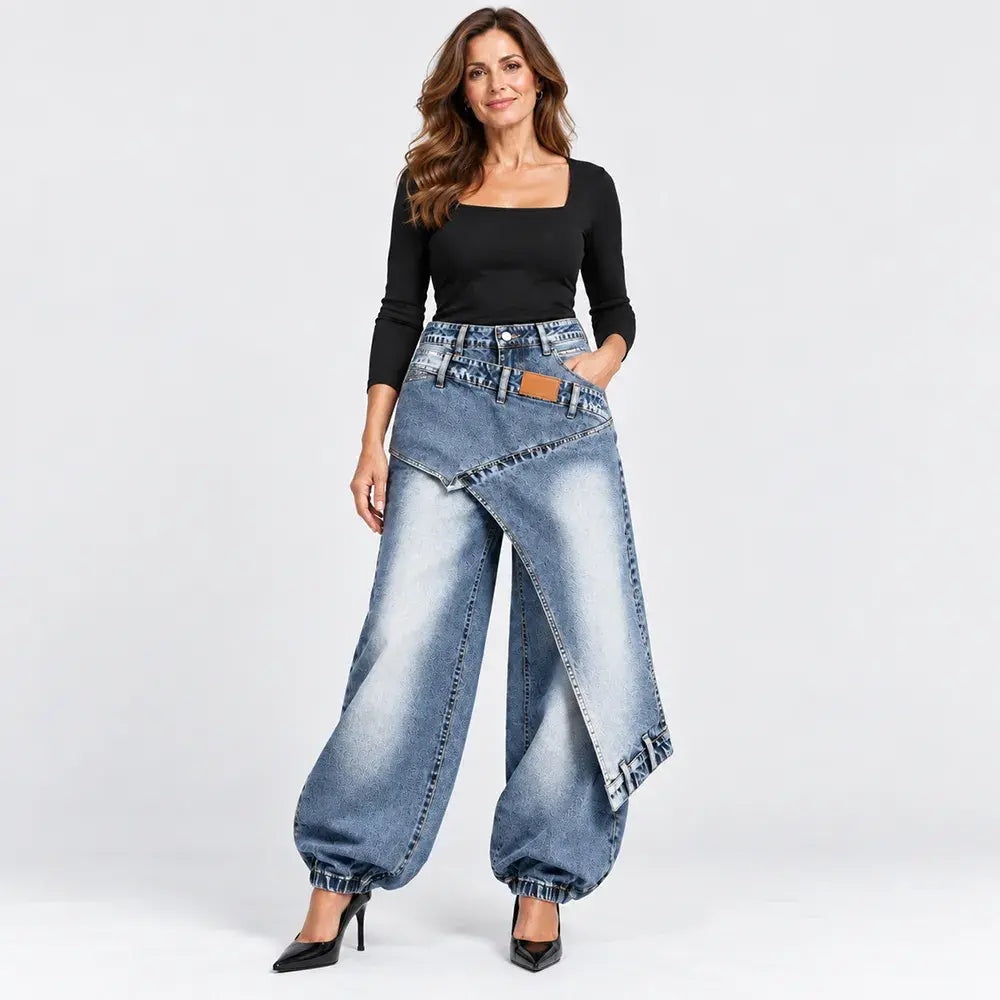 👖【Féláron, csak korlátozott ideig!】【XS-3XL】Stílusos és kényelmes, bő szárú farmer ✨💞