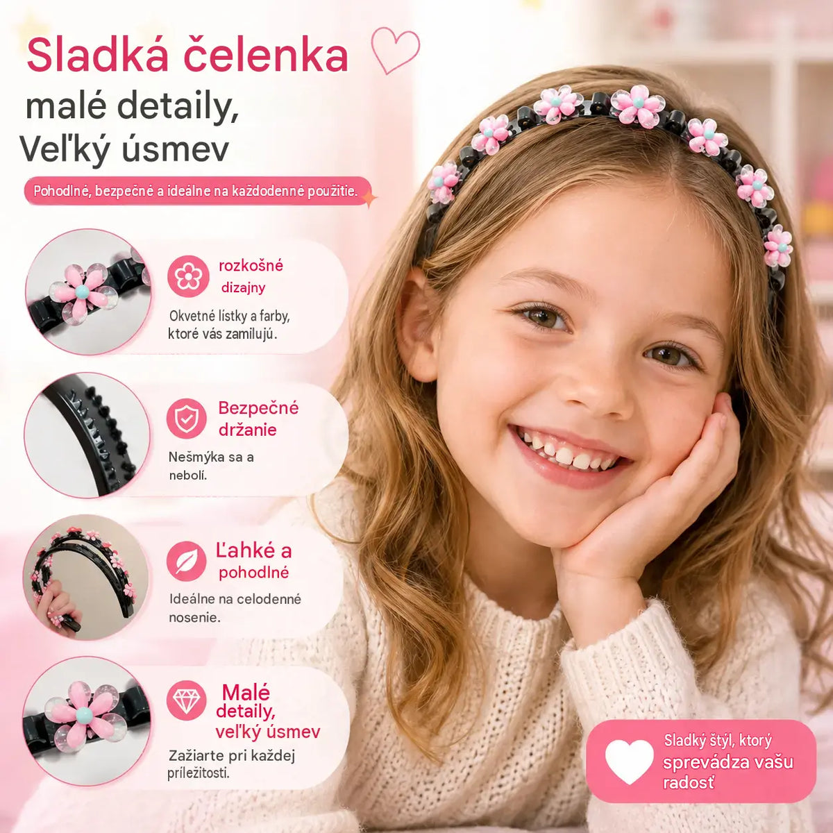 👑5 darabos lány hajkiegészítő szett – hajpálcák, hajcsatok és fonott szalagok