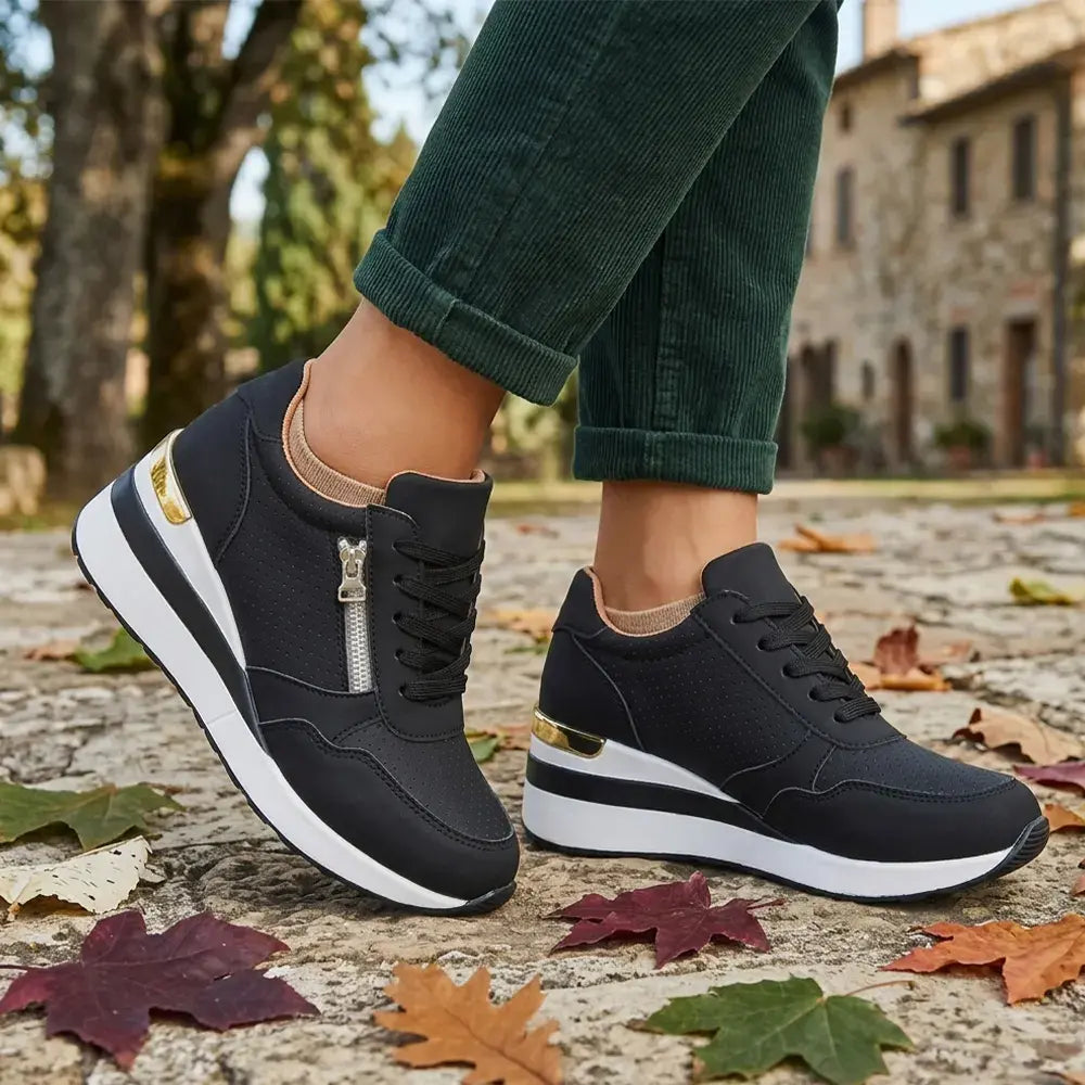 【Időszakosan 50% kedvezmény!】👟【36–43】Nagy méretű, bebújós, éktalpú sportcipő – Könnyű, hétköznapi platformcipő – Kényelmes cipő sétához és edzéshez