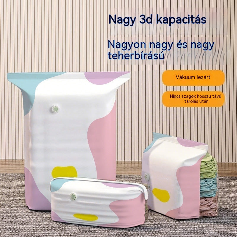 【kedvezmény!】【5 darabos készlet】Nagy, összenyomható vákuumos tárolózsák: nincs szükség pumpára, szivárgásmentes, és ideális helytakarékosságra bőröndökben és otthon