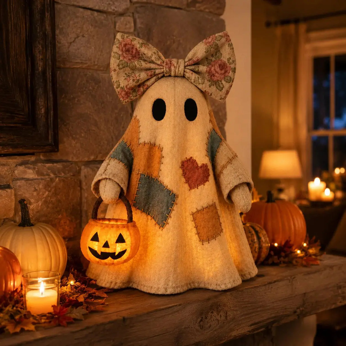 【50% kedvezmény!】Halloween szellemes patchwork dekoráció, hogy még varázslatosabb legyen az ünnepi hangulat🎃✨🍂
