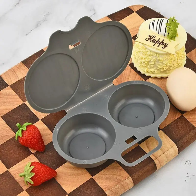 🎁2 darab💥Mikrohullámú tojásfőző: dupla rekeszes, tapadásmentes és könnyen tisztítható
