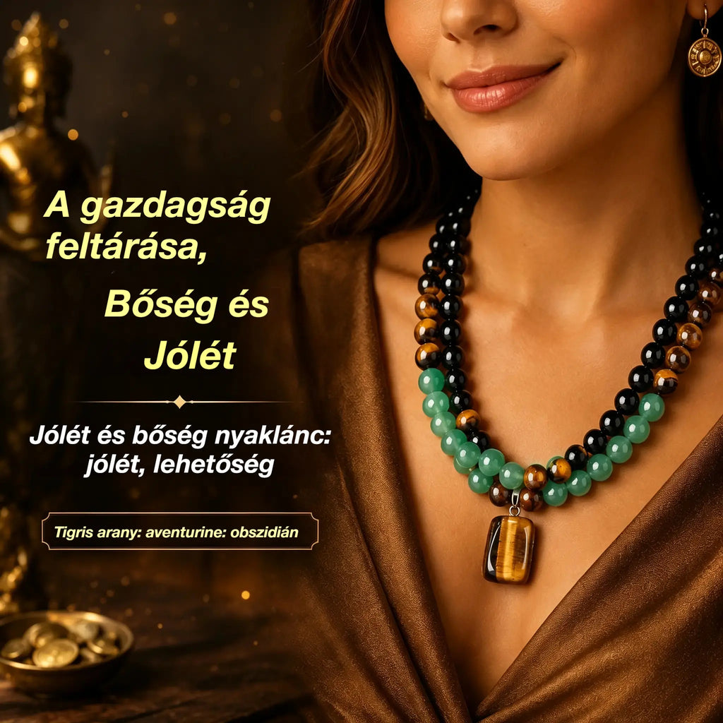 【Időszakos 50% kedvezmény!】【Vásárolj 1-et, és kapsz 1-et ingyen!】✨Pénzvonzó Nyaklánc Zöld Aventurinnal és Tigrisszem Medállal, Gyógyító Kristálykővel