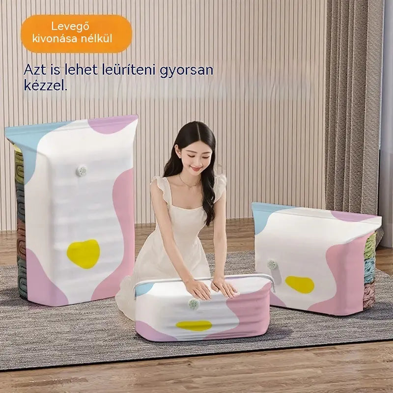 【Korlátozott ideig 50% kedvezmény!】【5 darabos készlet】Nagy, összenyomható vákuumos tárolózsák: nincs szükség pumpára, szivárgásmentes, és ideális helytakarékosságra bőröndökben és otthon