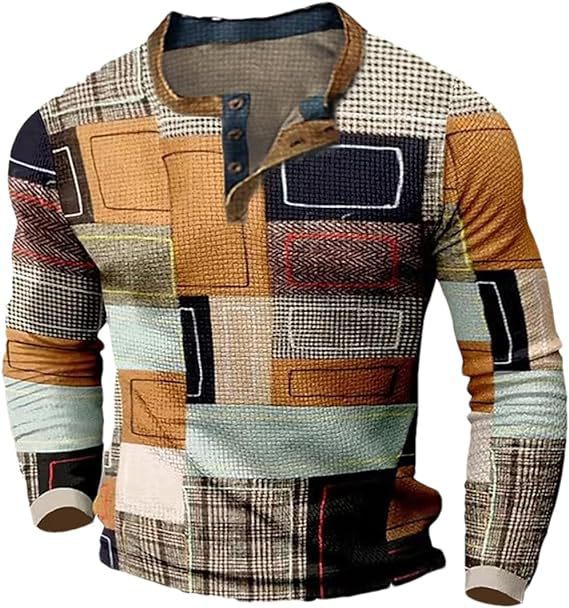 [Korlátozott ideig kapható] [S-4XL] Férfi hosszú ujjú mintás póló