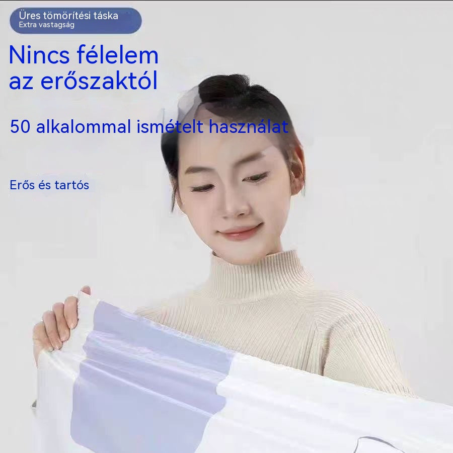 🧳【5 darabos készlet 9800 Ft】💨 Nagy, összenyomható vákuumos tárolózsák: nincs szükség pumpára, szivárgásmentes, és ideális helytakarékosságra bőröndökben és otthon ✈️